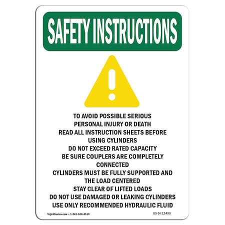 OSHA SAFETY INSTRUCTIONS Sign, To Avoid Possible W/ Symbol, 24in X 18in Aluminum